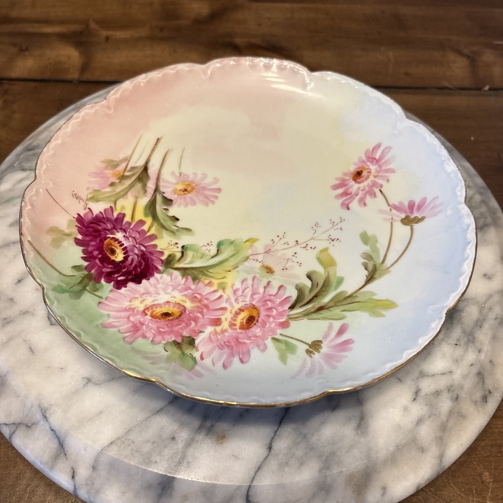 VTG‎ D'Arcy Art Studio Hand Painted Artisan Cabinet 8.5" Plate Pink Flowers